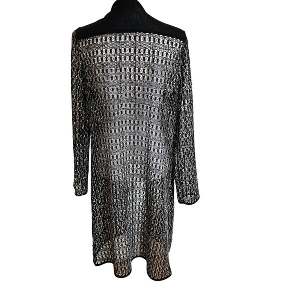 Traveler's Collection Chico's Cardigan Size 1 Medium 8/10 Black Open Knit Long - Picture 2 of 7